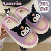 Sanrio Hello Kitty Shoes Lightweight Breathable Cotton Linen Home Shoes Women‘s Four Seasons Fashion Slippers Y2k Platform Shoes