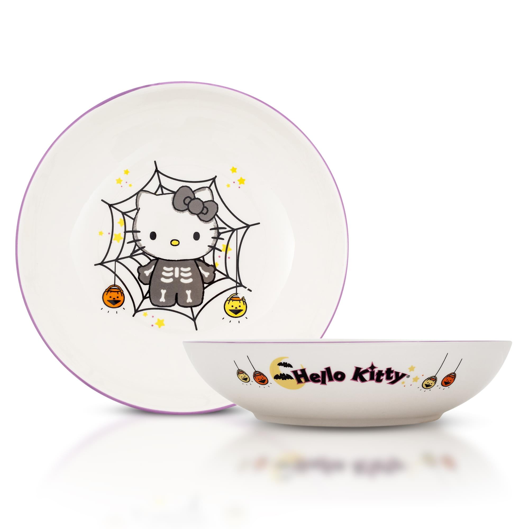 Sanrio Hello Kitty Skeleton Web 9 Inch Ceramic Coupe Dinner Bowl Walmart