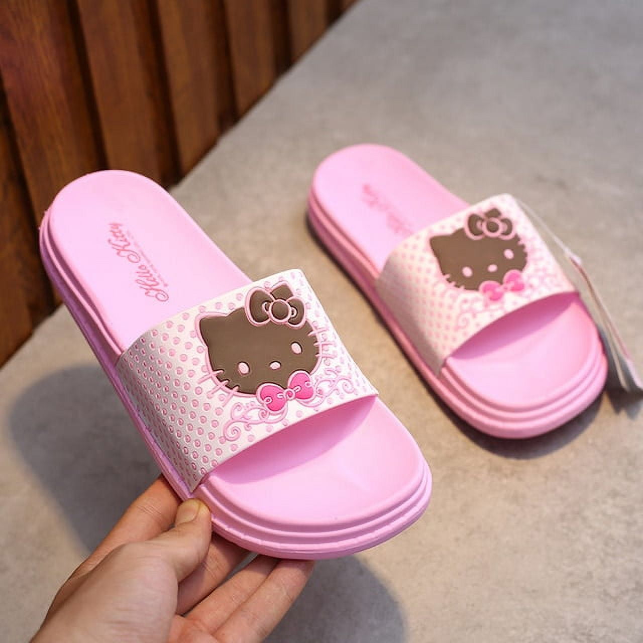 Sanrio Hello Kitty Slippers Shoes Summer Women Cute KT Cat Fashion Y2k  Girls Flat Slides Flip Flops Thicken Female Home Sandals