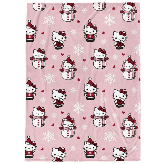Sanrio Hello Kitty Snow Lover Holiday Throw Blanket, 50x70
