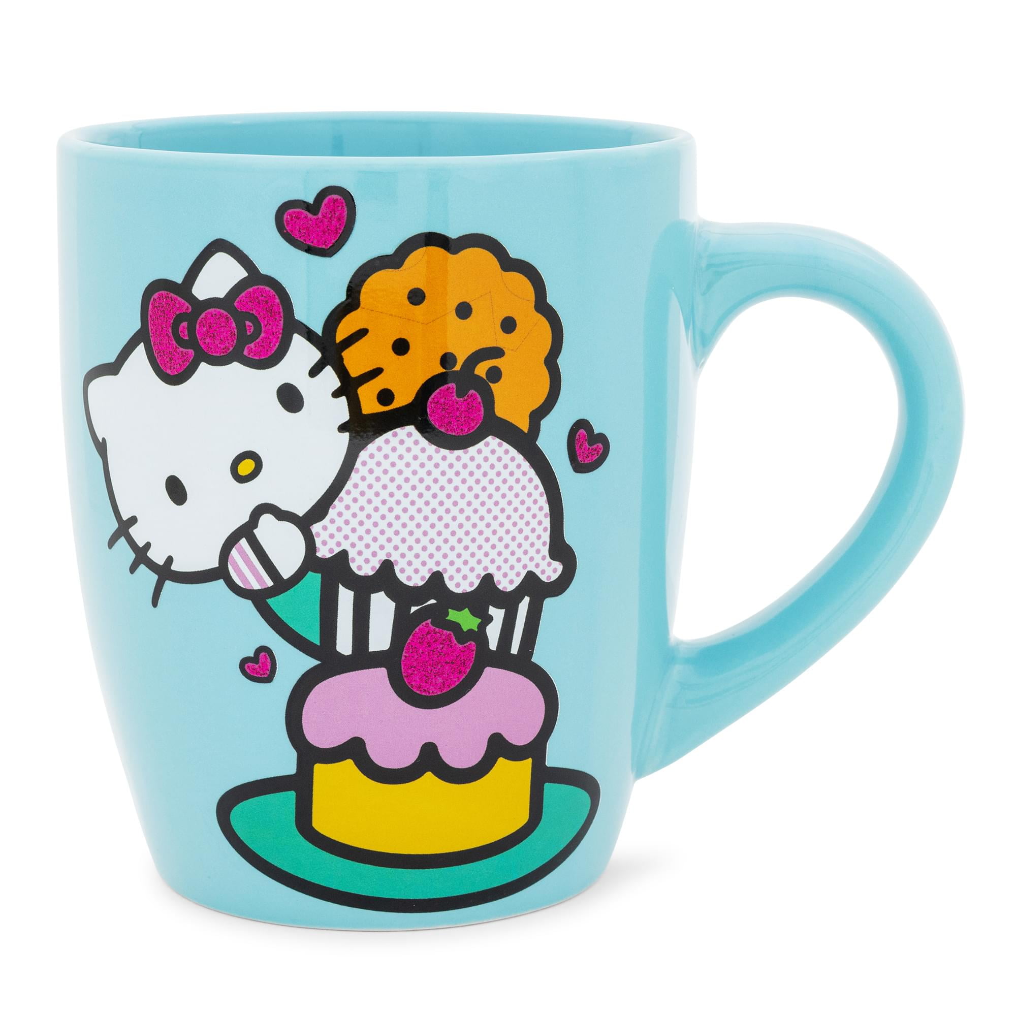 Silver Buffalo Tumbler Hello Kitty 590ml Con Frutta Glitterata - Bicchiere Plastica Con Cannuccia E Coperchio