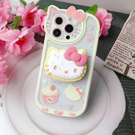 Sanrio Hello Kitty Stand Phone Cases For iPhone 16 Pro Max Original Shockproof Cover Iphone 16 Plus Y2K Cartoon Case Shell Coque Hello Kitty 3 For iPhone 16 Pro Max