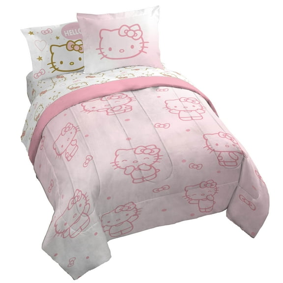 Sanrio Hello Kitty Stars 7 Piece Queen Size Bed Set with Shams