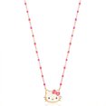 thumbnail image 1 of Sanrio Hello Kitty Sterling Silver Enamel Pink Beaded Station Necklace - 18'' Chain, Officially Licensed, 1 of 5