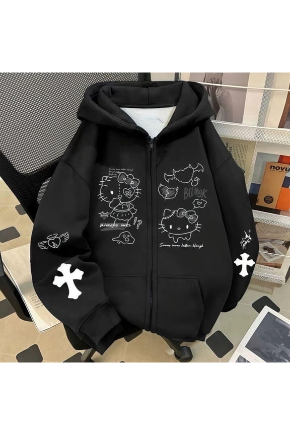 Sanrio Hello Kitty Sweatshirt Jacket Unisex Cute Print Coat