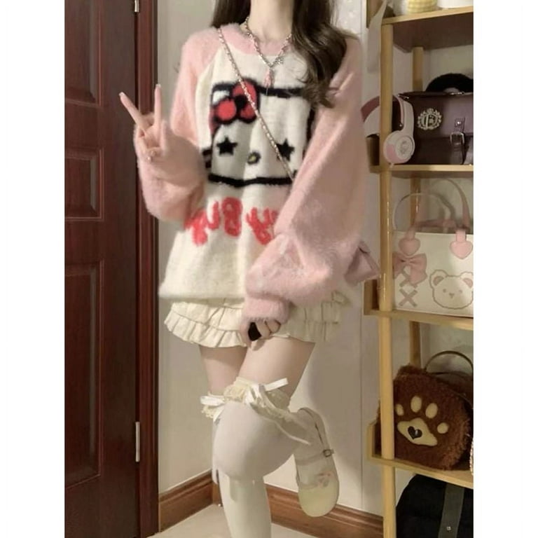 Sanrio Hello Kitty Sweet Cute Sweater Long Sleeve Knit Top Women