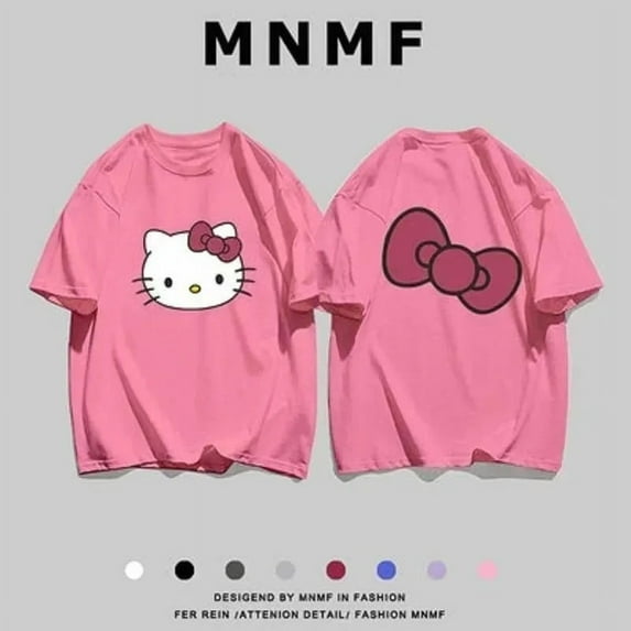 Sanrio Hello Kitty T-shirt Cotton Summer 2024 New Print For Youthful Woman Clothes 90s Fashion Hip Hop Gothic Tees Y2k 2000s Top