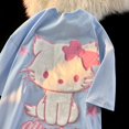 thumbnail image 1 of Sanrio Hello Kitty T shirts 100% Cotton Cartoon Embroidery Plush Summer T shirts Women Oversized Loose Tees Harajuku Streetwear, 1 of 9