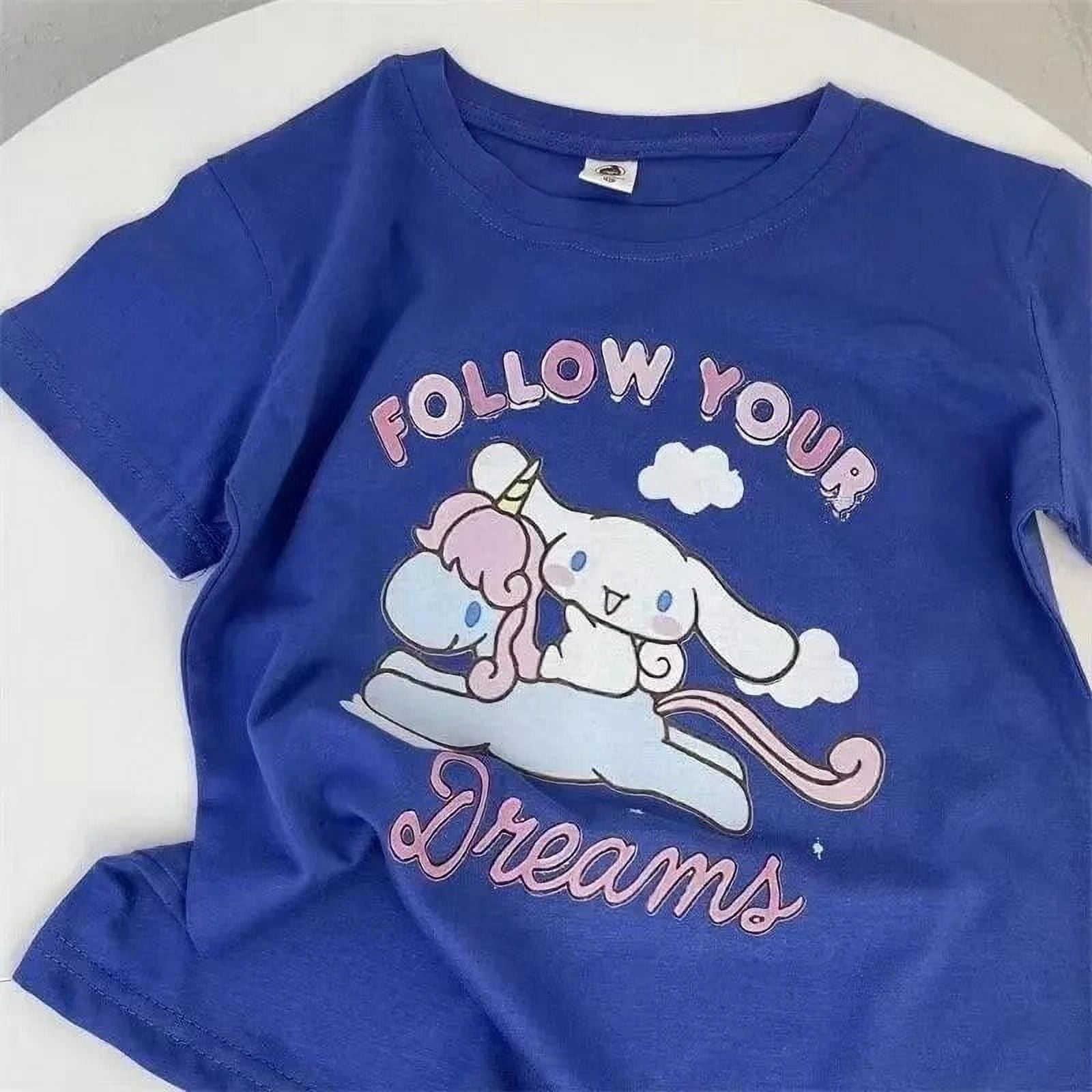 Sanrio Hello Kitty TShirt Funny Women Cartoon Gothic Print Tee Short Sleeve Tshirt Y2k Harajuku