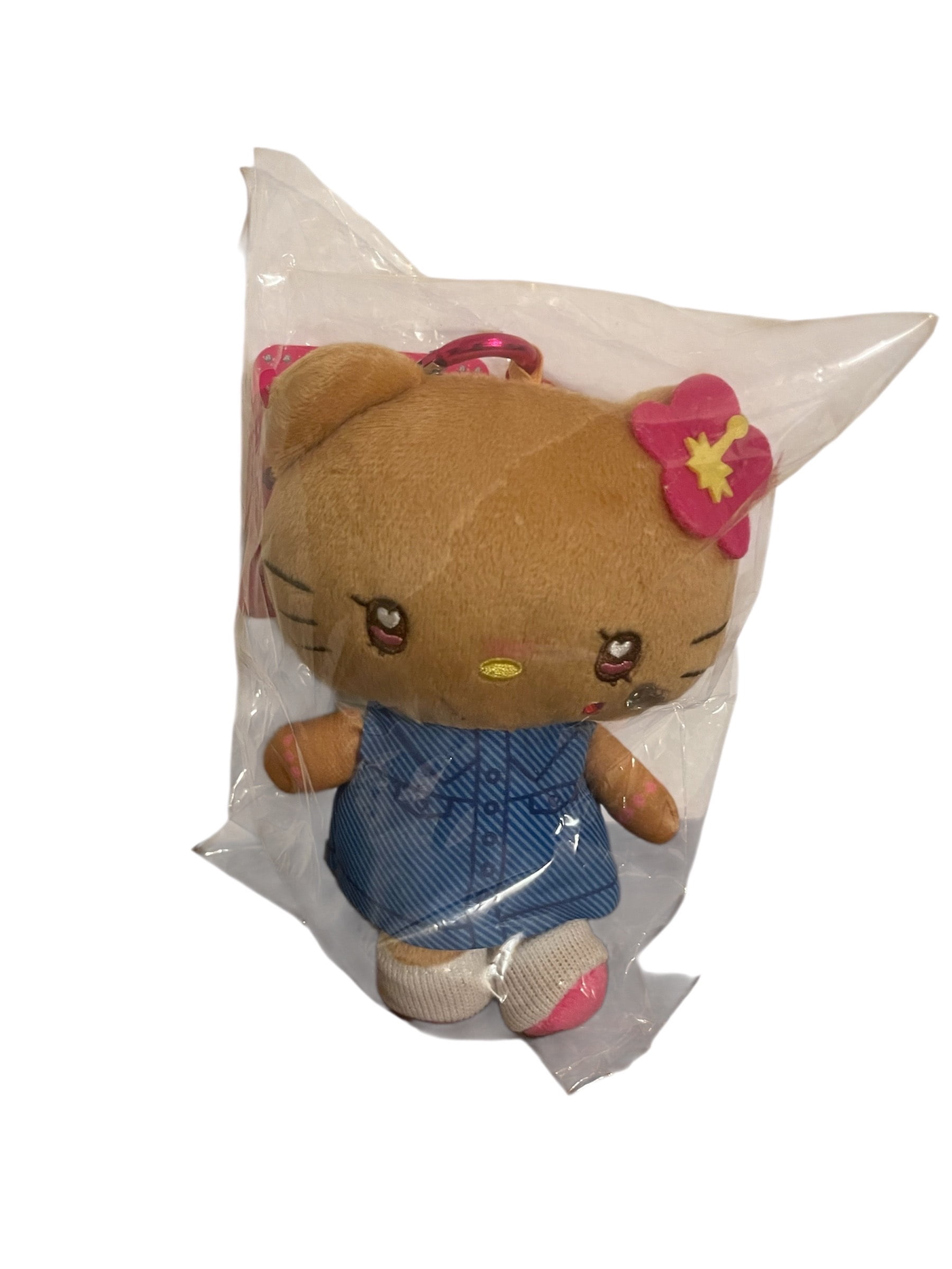Sanrio Hello Kitty Tan Plush Keychain Cute Kawaii Bag Charm Key Ring