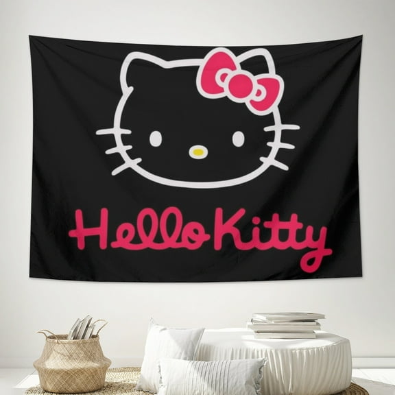 Sanrio Hello Kitty Tapestry Bedroom Poster Beautiful Room Decor Flag Wall Hanging for Teens Girls Boys Dorm Living Room Home Wall Decor