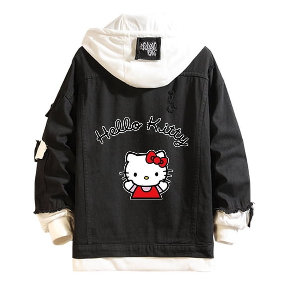 Sanrio Hello Kitty Unisex Cowboy Jacket Hoodie Spring and Autumn Sweet Top
