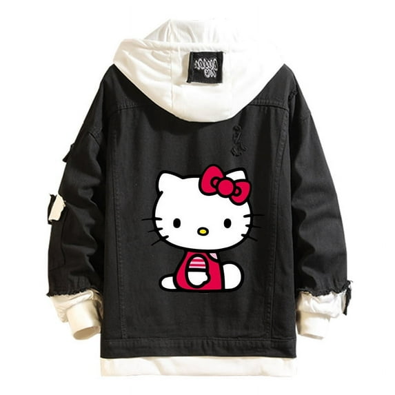 Sanrio Hello Kitty Unisex Cowboy Jacket Hoodie Spring and Autumn Sweet Top
