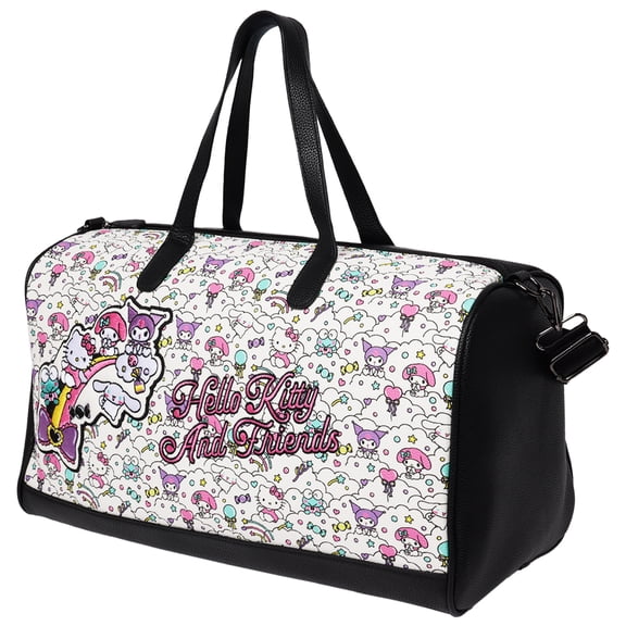 Sanrio Hello Kitty Weekender Duffel Bag, Cute Travel Tote for Women, Black