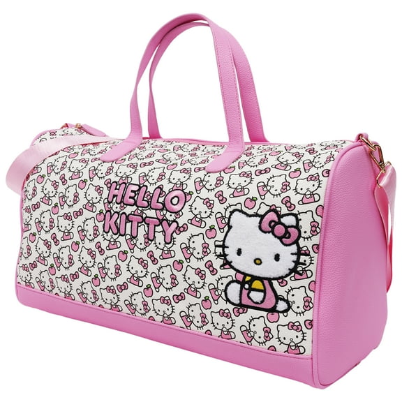 Sanrio Hello Kitty Weekender Duffel Bag, Cute Travel Tote for Women, Red