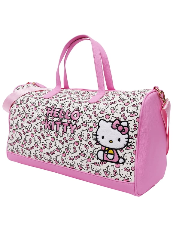 Sanrio Hello Kitty Weekender Duffel Bag, Cute Travel Tote for Women, Red