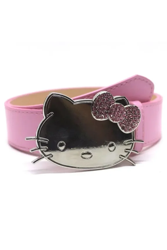 Sanrio Hello Kitty Women Belts Y2k Kawaii Fashion Waistband Belts PU Leather Simple Metal Buckle Gift