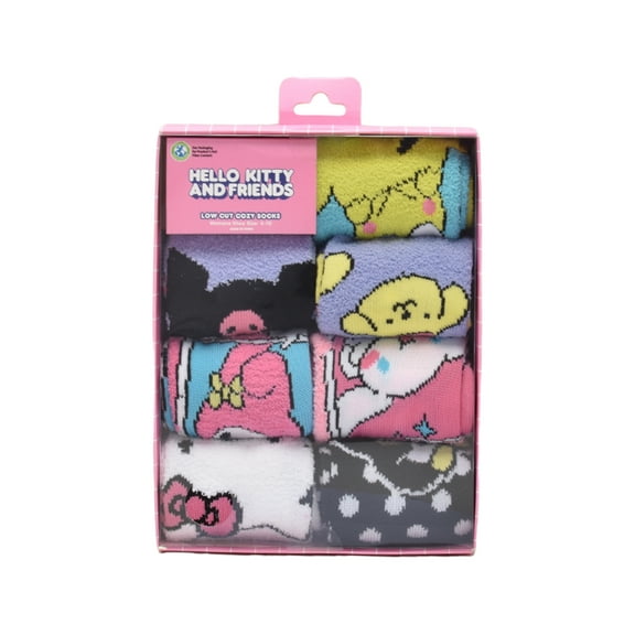 Sanrio Hello Kitty Womens 7-Pack Box Set Low Cut Cozy Socks, Shoe Size 4-10