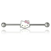 Sanrio Hello Kitty Womens Cartilage Earring Jewelry, Stainless Steel Piercing Element with Brass Slide Charm, Official License