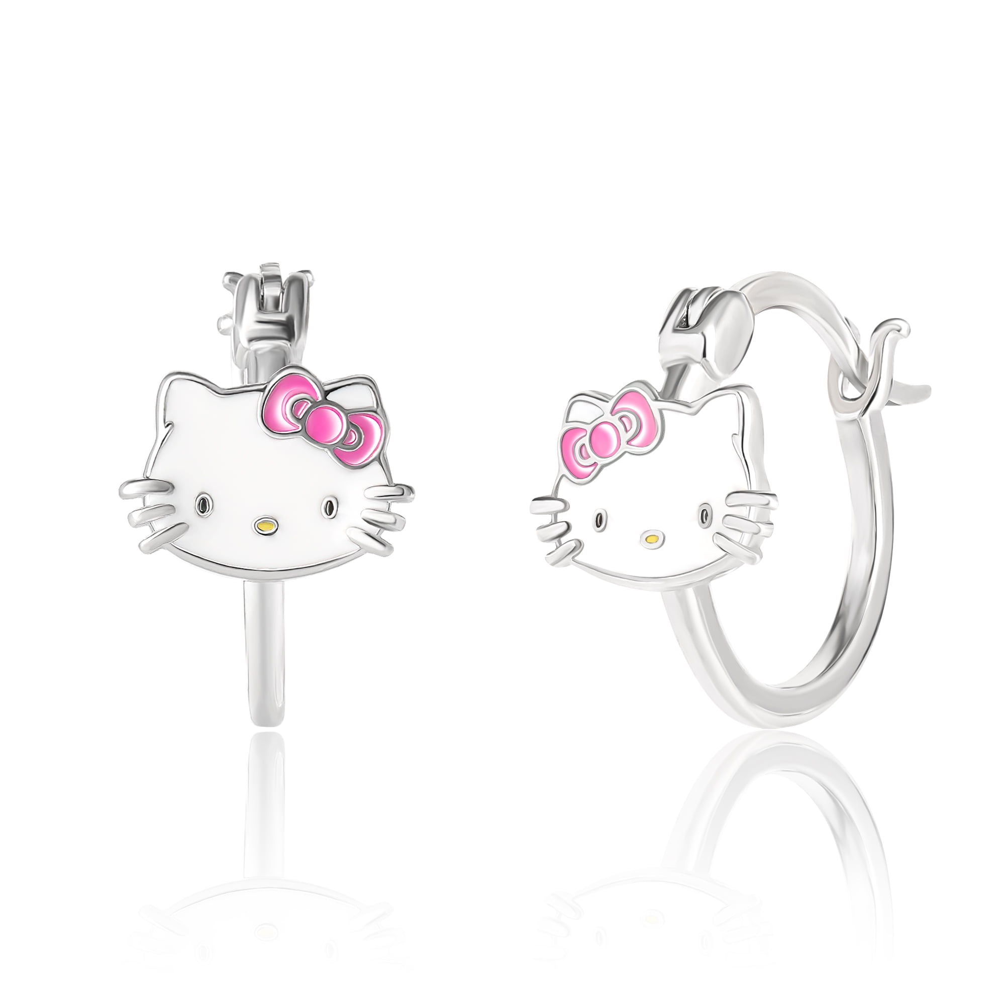 Sanrio Hello Kitty Womens Sterling Silver And Enamel Hoop Earrings ...