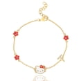 thumbnail image 1 of Sanrio Hello Kitty Womens Yellow Gold Plated Letter Bracelet - Cubic Zirconia Initial T Bracelet - Officially Licensed, 1 of 5
