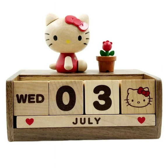 Sanrio Hello Kitty Wooden Calendar Cartoon Cute Desktop Accessories Birthday Gift