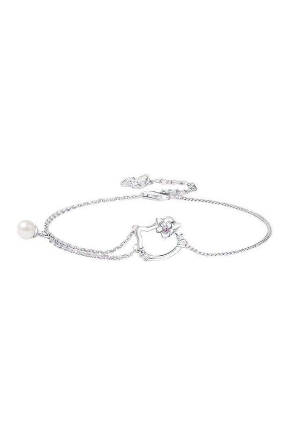 Sanrio Hello Kitty Y2K Bracelets Anime Kawaii Cinnamoroll My Melody Silver Rhinestone Women'S Girls Jewelry Accessories Gifts