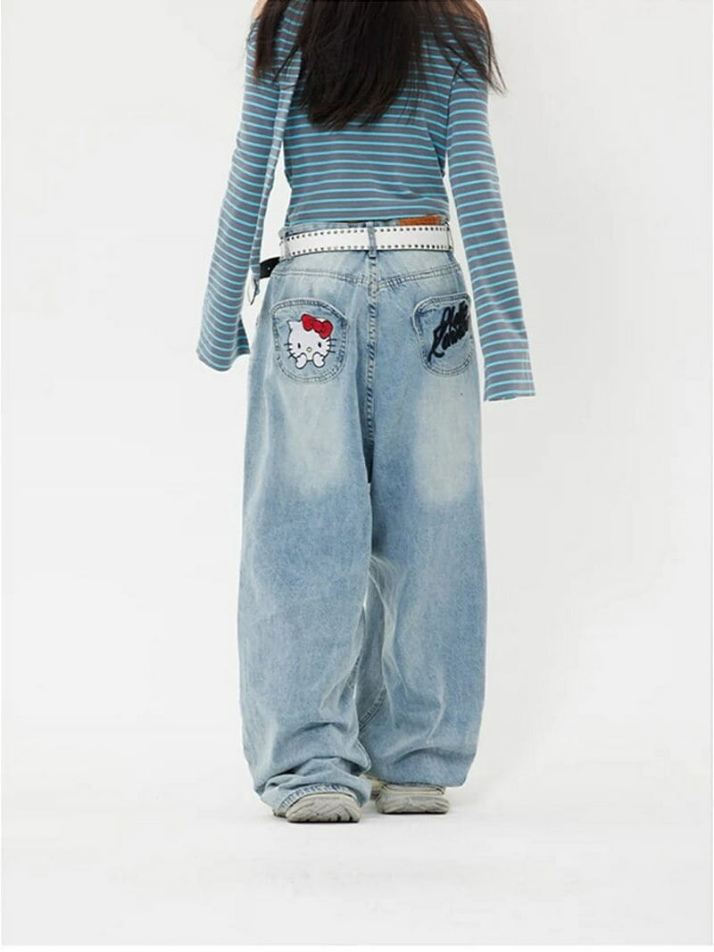 Sanrio Hello Kitty Y2k Baggy Jeans High Waist Wide Leg Pants