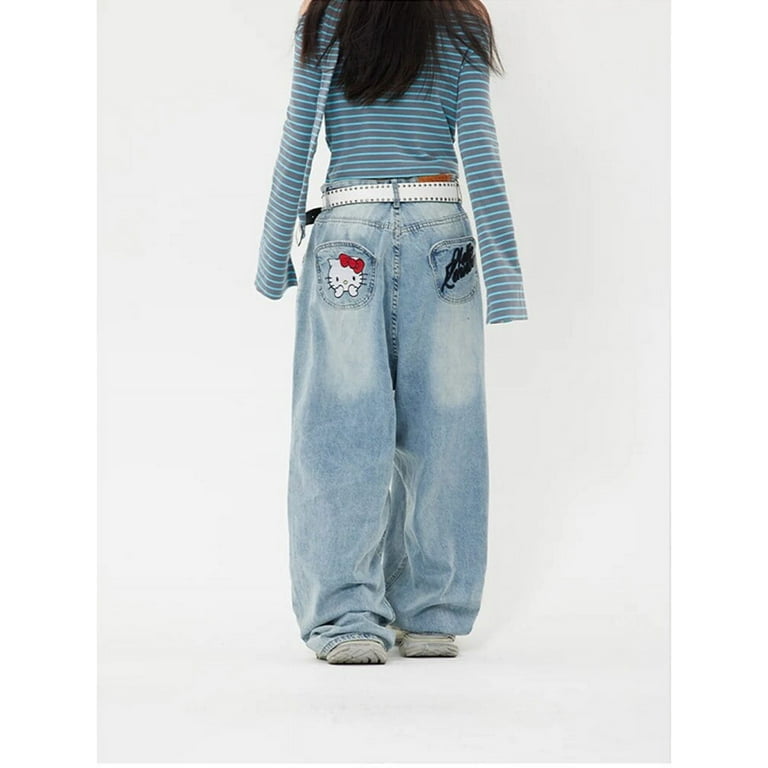 Sanrio Hello Kitty Y2k Baggy Jeans High Waist Wide Leg Pants Sanrio Hello Kitty Y2k Baggy Jeans High Waist Wide Leg Pants