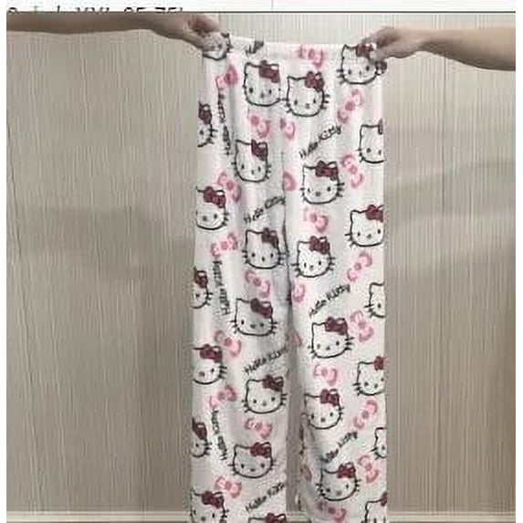 Sanrio Hello Kitty Y2k Sanrio Pajamas Pants Women Pjs Household Dress Kawaii Woolen anime Cartoon Casual Home Pants
