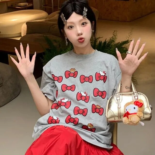 Sanrio Hello Kitty Y2k Short Sleeve T-shirt Women‘s Thin Kawaii 2000s ...
