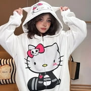 CARTOONSTORE Sanrio Hello Kitty Zip Up Hoodie Streetwear Women Kawaii Girls Coat 2024 Spring New Oversized Couple Loose Top Y2k Clothes 2000s