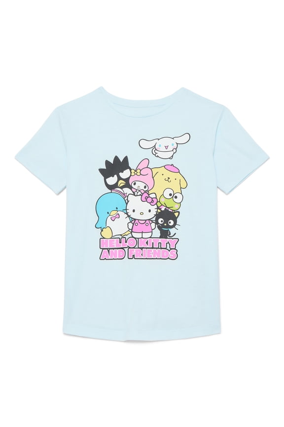 Sanrio Hello Kitty and Friends Girls Graphic Tee with Short Sleeves, Sizes 4-16