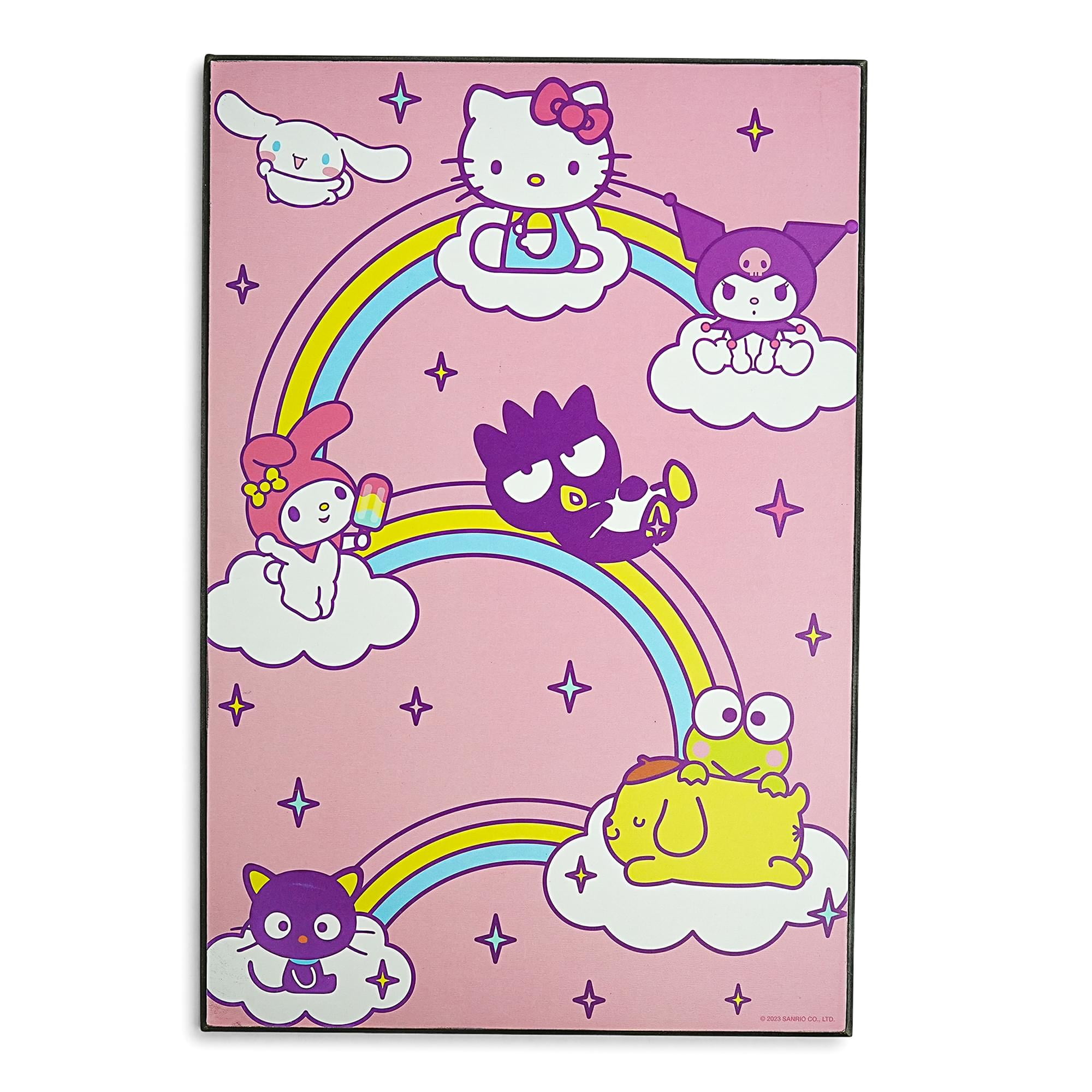 Sanrio Hello Kitty and Friends Rainbows And Clouds 13 x 19 Inch Framed MDF Wall Art