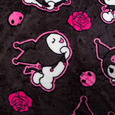 Sanrio Hello Kitty and Friends Silk Touch Throw Blanket 40"x 50" - 100% Polyester - Kuromi "Roses Are Cute" Theme