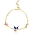 thumbnail image 1 of Sanrio Hello Kitty and Friends Womens 18kt Gold Plated Bracelet with Heart and Rainbow' Charm Pendants, 6.5 + 1", Officially Licensed, 1 of 5
