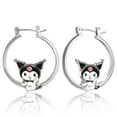 thumbnail image 1 of Sanrio Hello Kitty and Friends Womens Fashion Hoop Earrings - Kuromi, Officially Licensed, 1 of 4
