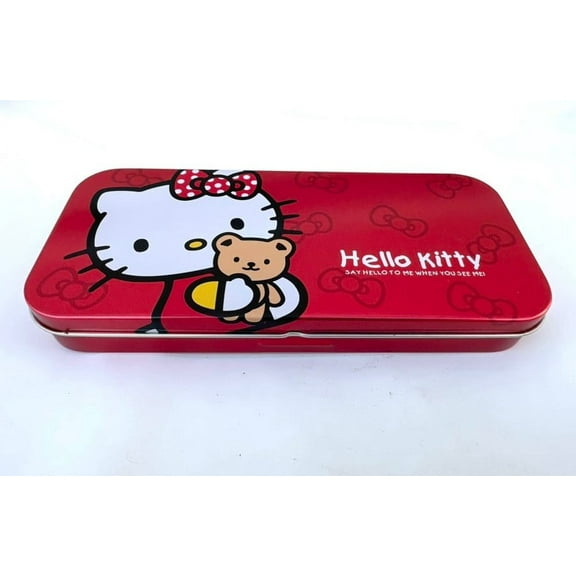 Sanrio Hello Kitty bear hug tin pencil box