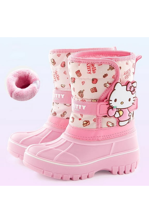 Sanrio Hello kitty Kuromi Cinnamoroll Cute Cartoon Pattern Waterproof Warm Anti-slip Mid-calf Snow Boots