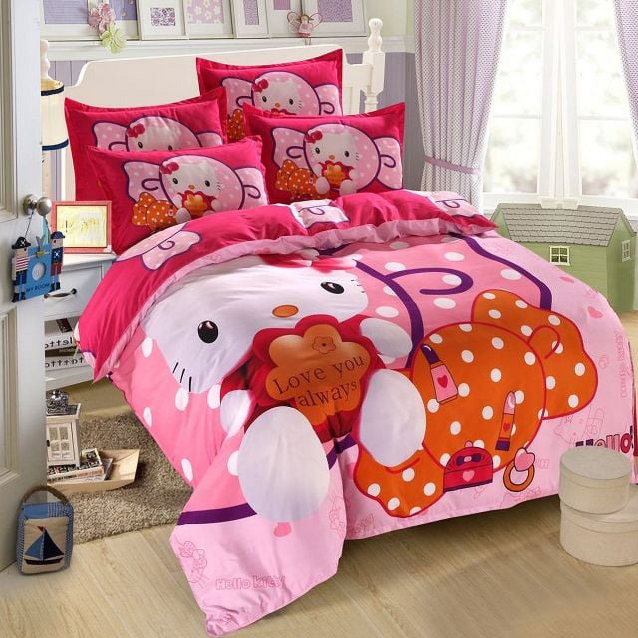 Sanrio HelloKitty Bedding Four Piece Set Cotton Kitty Cat Queen Size