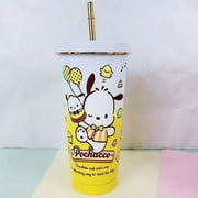 Sanrio HelloKitty Kuromi Melody Doraemon Large Capacity Stainless Steel Straw Mug Double-Layer Coffee Cup Water Cup Water Bottle