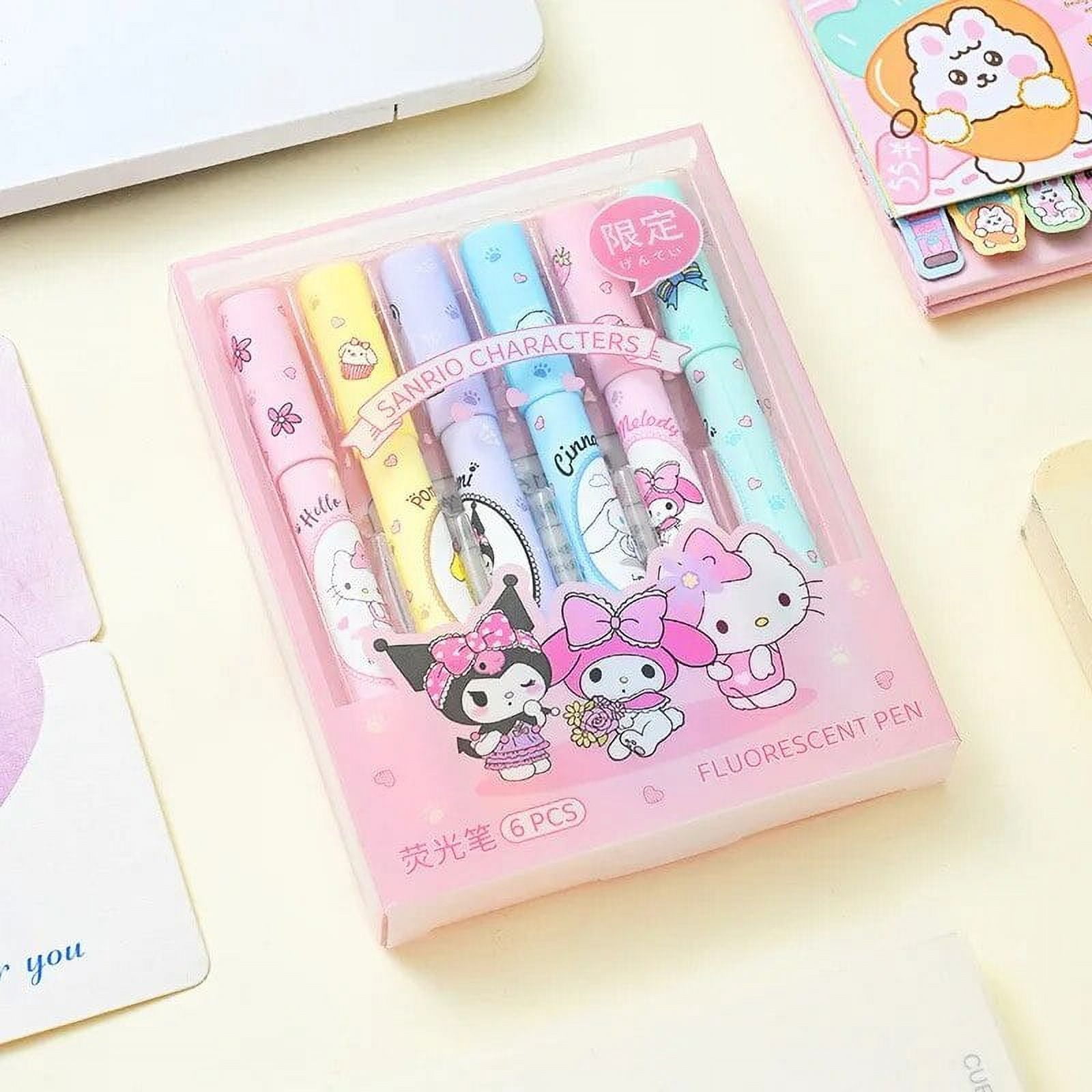 Sanrio Highlighter Pen Set Kawaii Hello Kitty Kuromi Melody Cinnamoroll ...