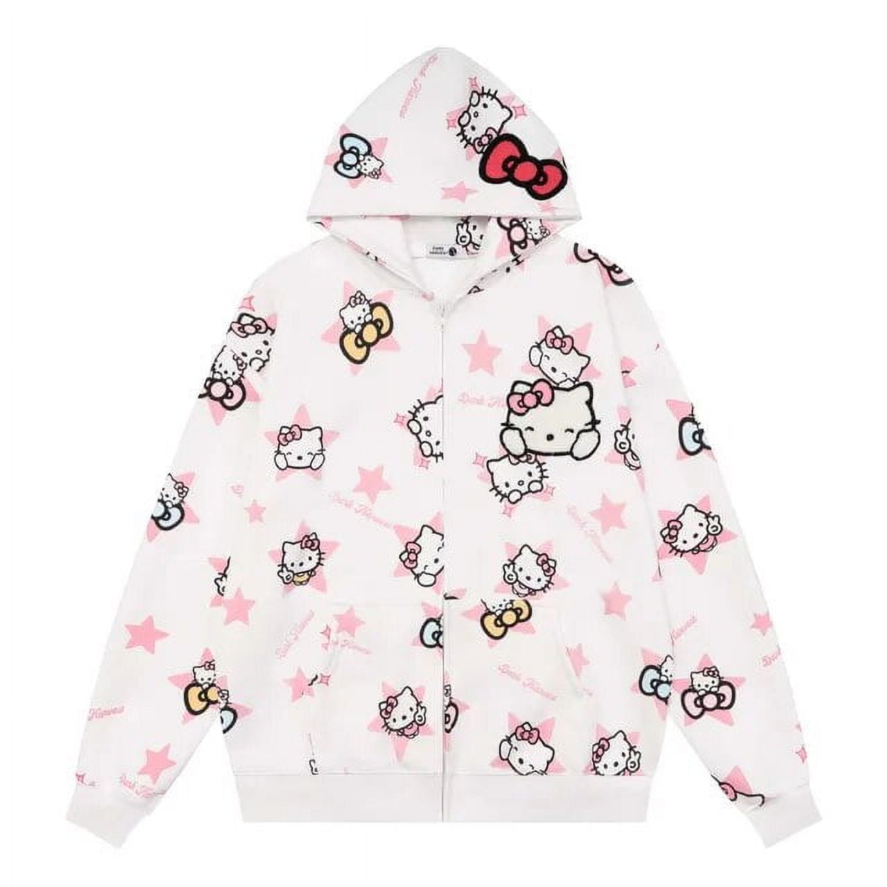 Sanrio Hooded Cardigan Hello Kitty Hooded Sweatshirt Jacket Cartoon ...