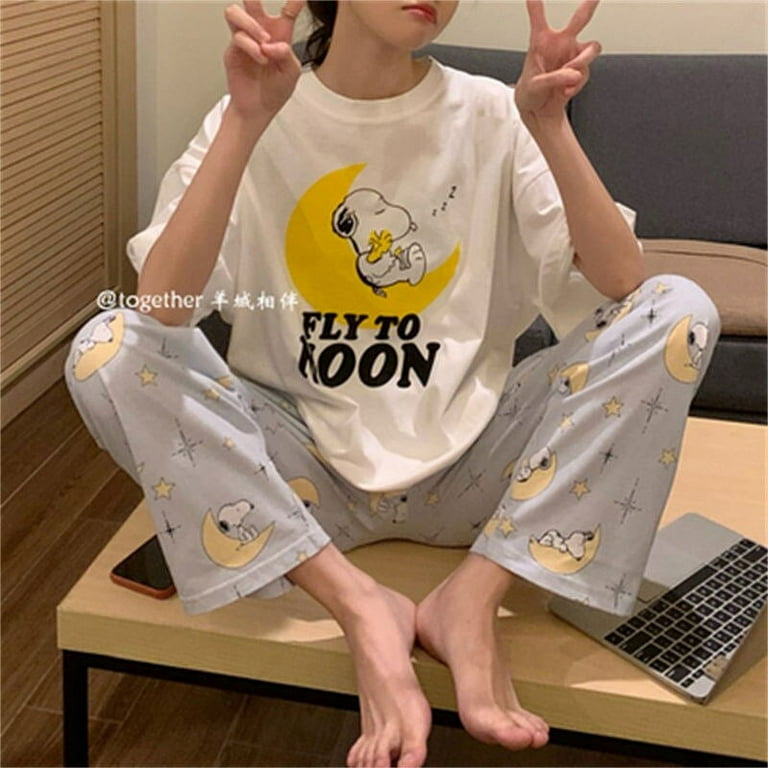 Sanrio Japanese cute sweet girl simple new Hello Kitty pajamas set summer  thin section short-sleeved trousers home service gift 
