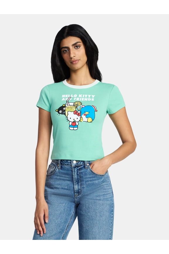 Hello Kitty and Friends Women's Graphic Baby Tee, Sizes XXS-XXL