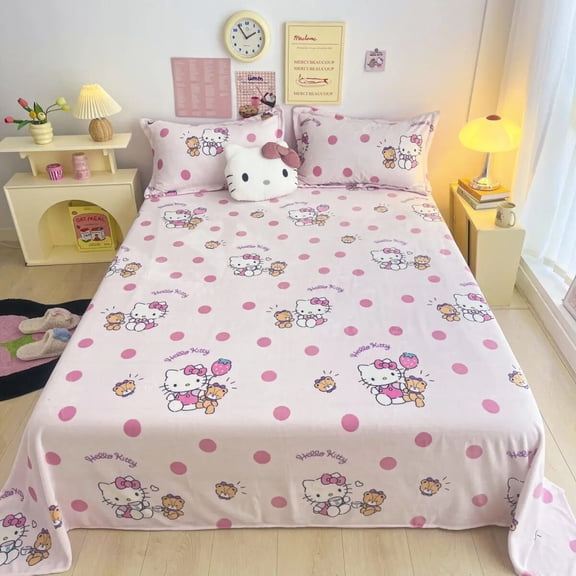 Sanrio Kawaii Anime Hello Kitty Cinnamoroll Autumn Winter Fleece Bed Sheet Warm Cute Kuromi Comforter Blanket Toys for Girls