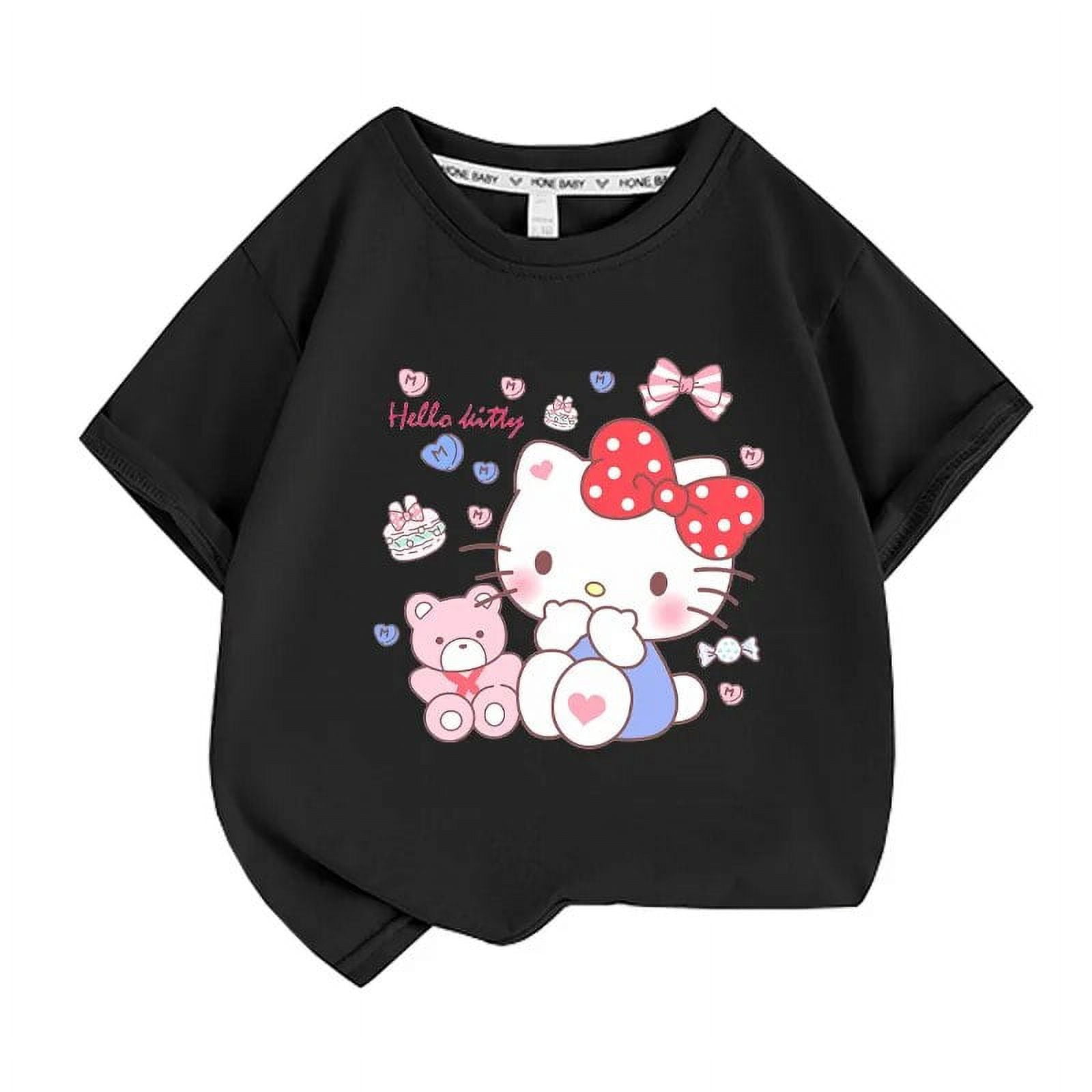 Sanrio Kawaii Anime Hello Kitty New Cute Children's Short Sleeve T ...