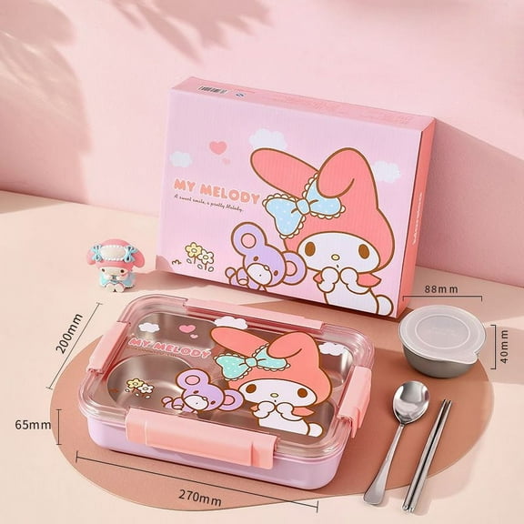 Sanrio Kawaii Cinnamoroll Lunch Box MyMelody Sweet Anime High Quality 1500ml Large Capacity Food Grade Stainless Steel Bento Box