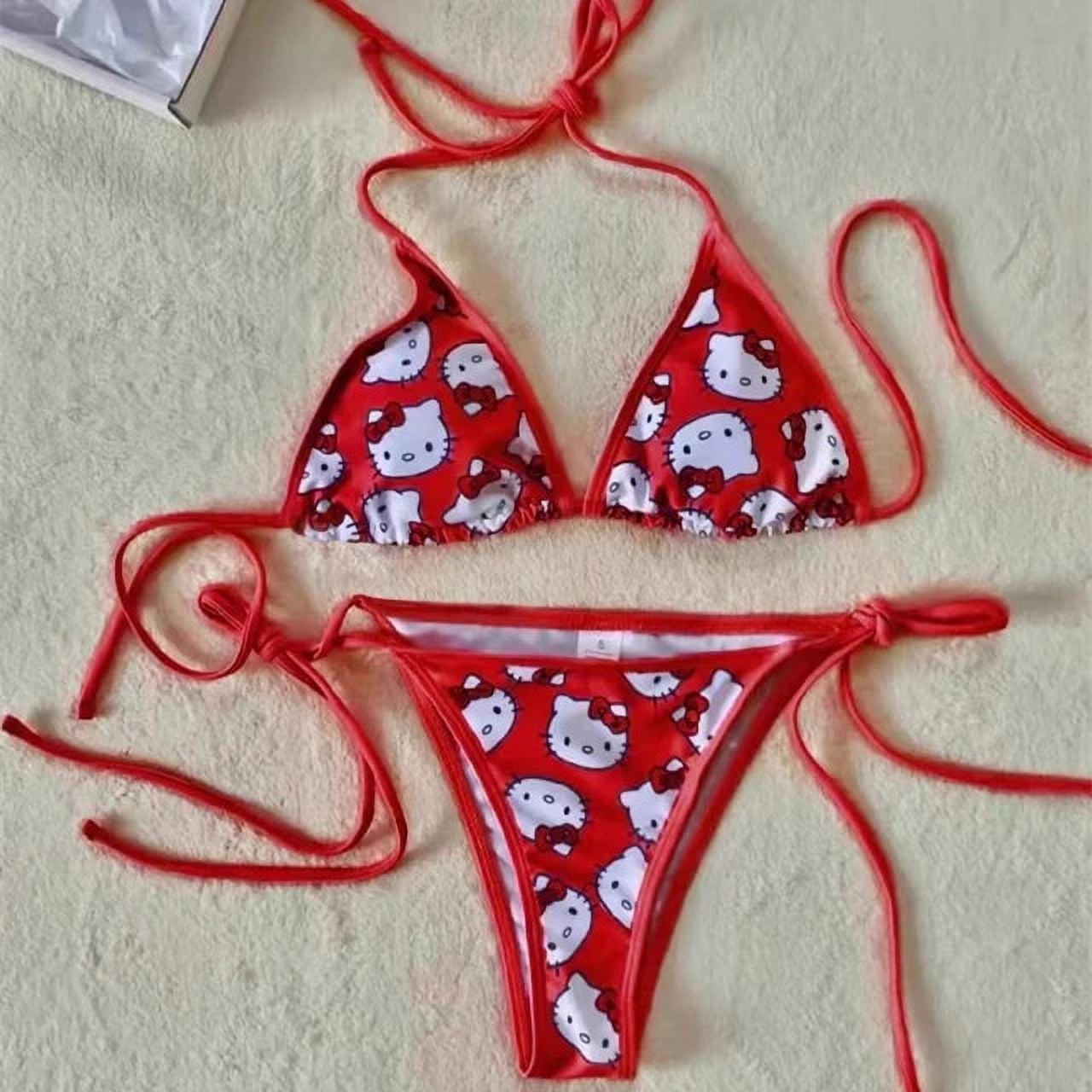 Sanrio Kawaii Hello Kitty Bikini Anime New Girls Summer Beach Vacation
