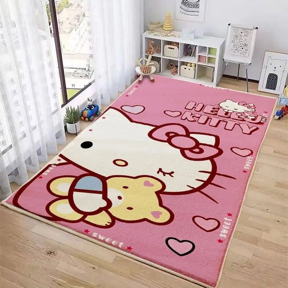 Sanrio Kawaii Hello Kitty Carpet Kuromi Cinnamoroll Anime Cartoon Cute Household Concise Anti Slip Wear Resistant Bedside Carpet